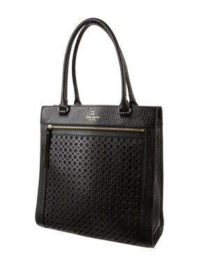Kate Spade Perri Lane Bubbles Lynne Black Pebbled Leather Tote Bag